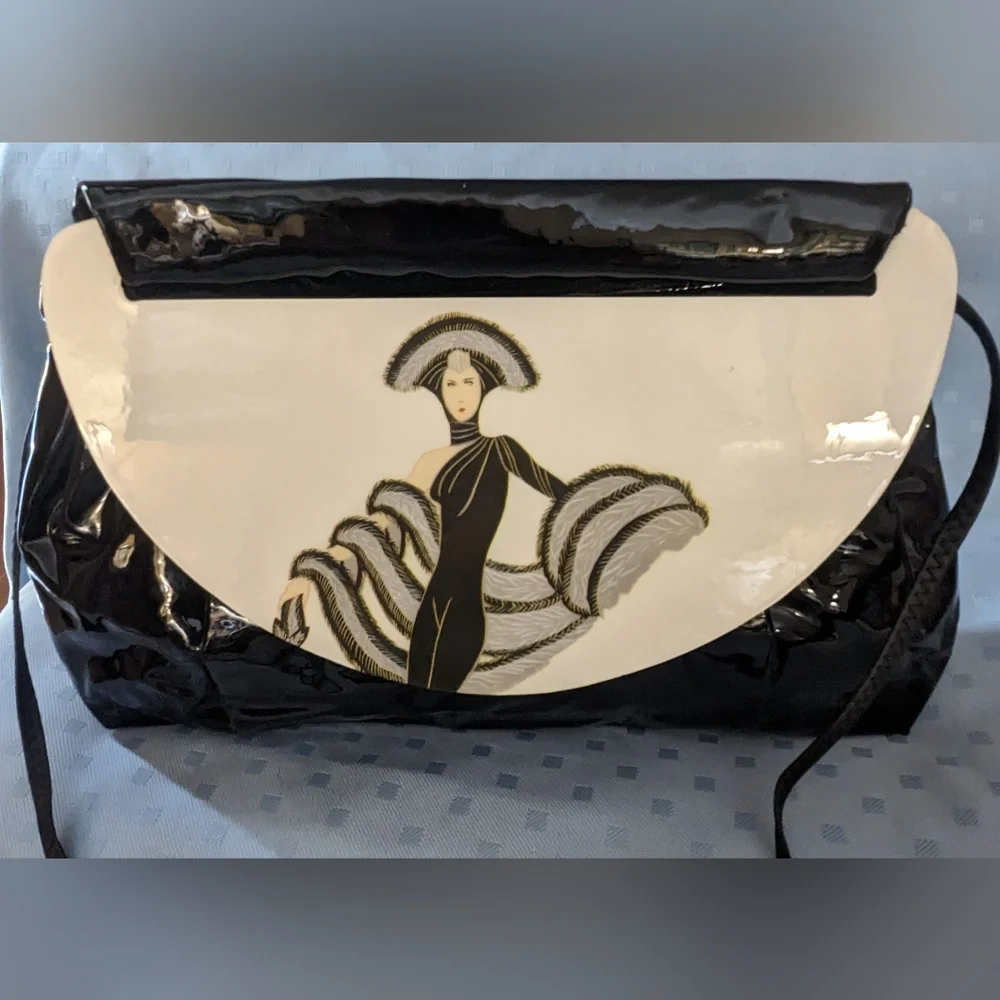 Vintage Patricia Smith Black Moon Art Deco clutch shoulder bag